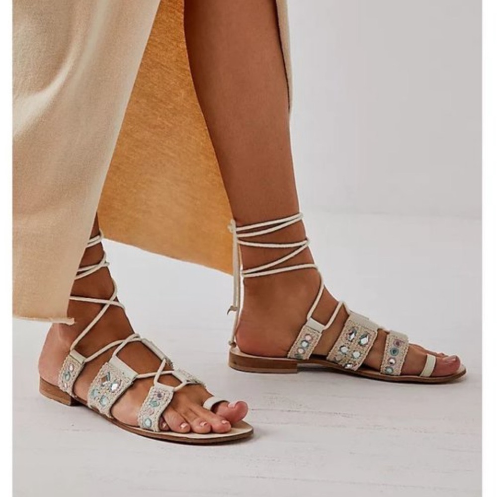 Free People Lace Up Mantra Mirror Sandals